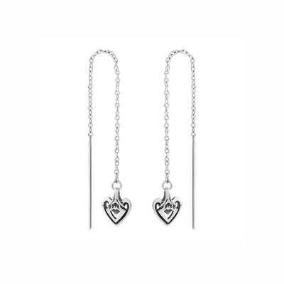 Astor & Orion: Heart Threader Earrings Silver