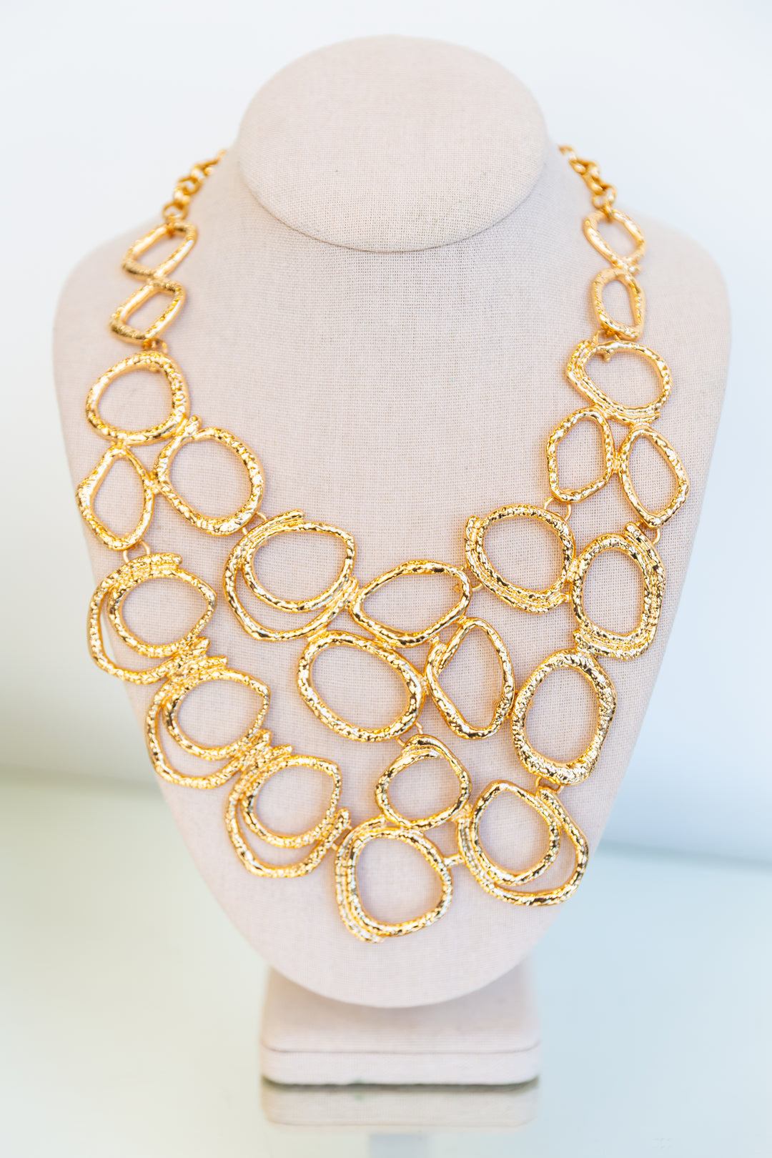 Modernist Oval Ring Necklace (Gold)