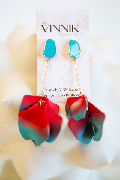 Hanging on a Thread Earrings (Red & Turquoise)
