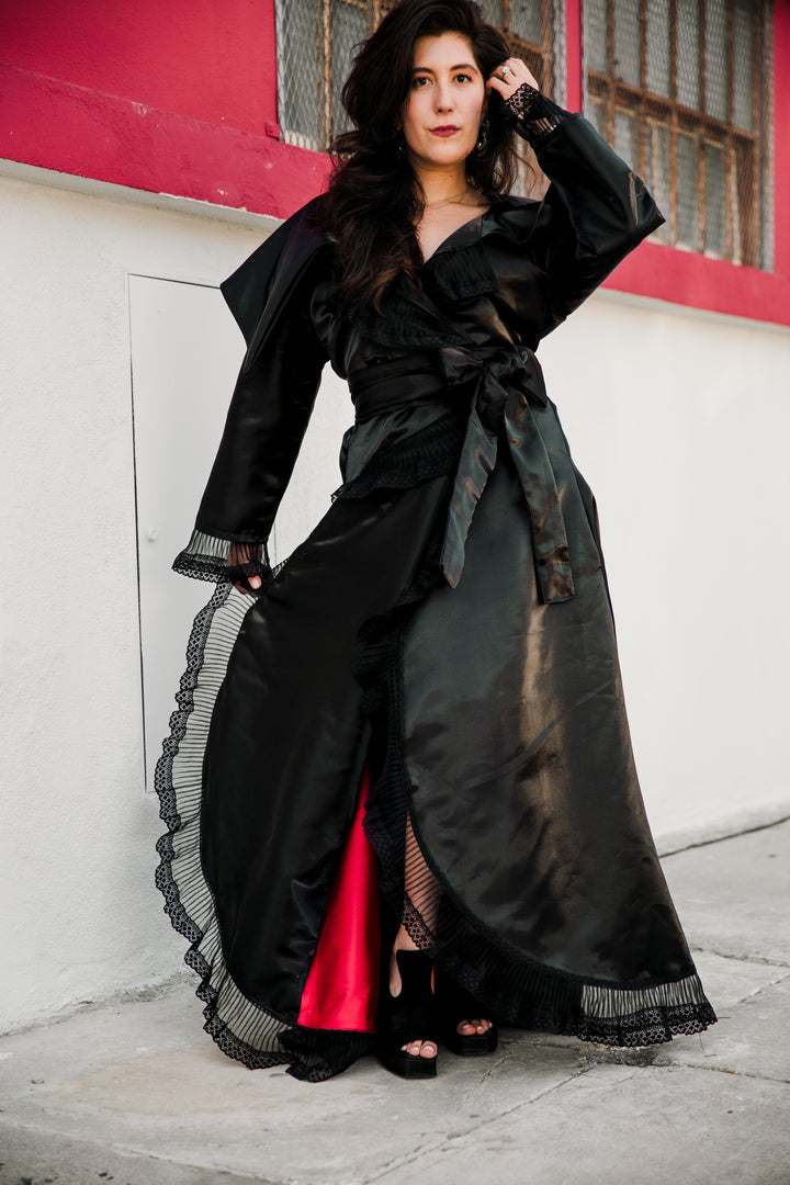 Tokyo Coat Dress in "Liquid Satin"