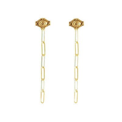 Astor & Orion: Vivienne Eye Stud Earrings with Paperclip Chain Dangle