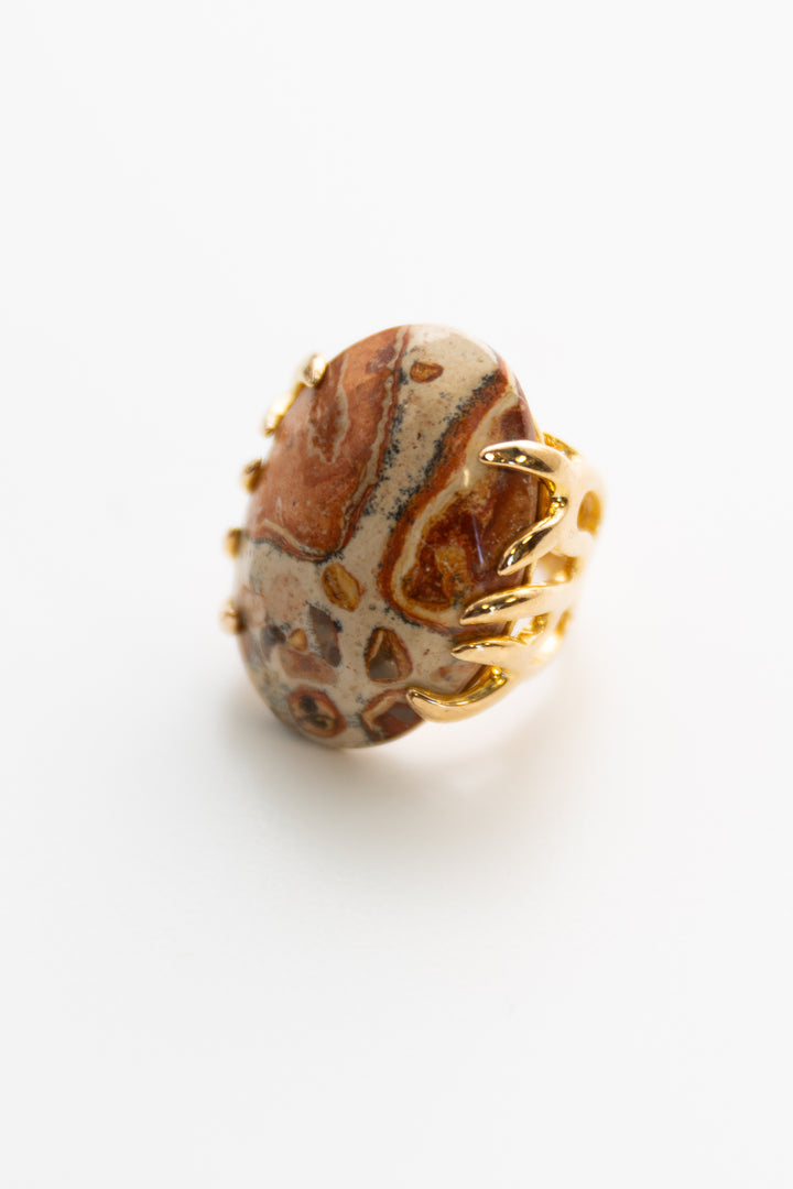Brazilian Rosetta Jasper Flame Ring