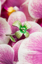 Green Flower Vintage Brooch