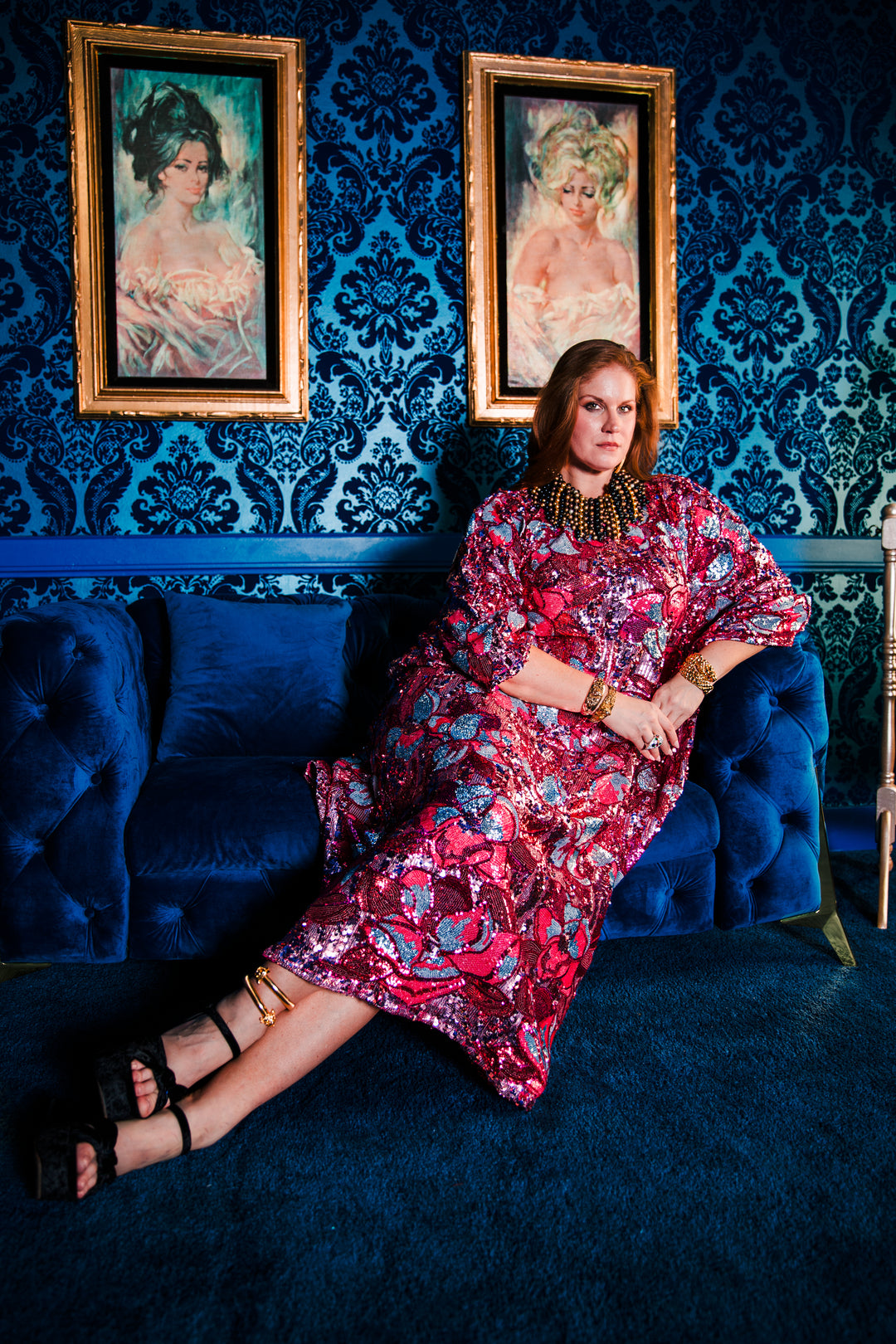 Runway Sequin Kaftan in "Disco Bouquet" (Pink)