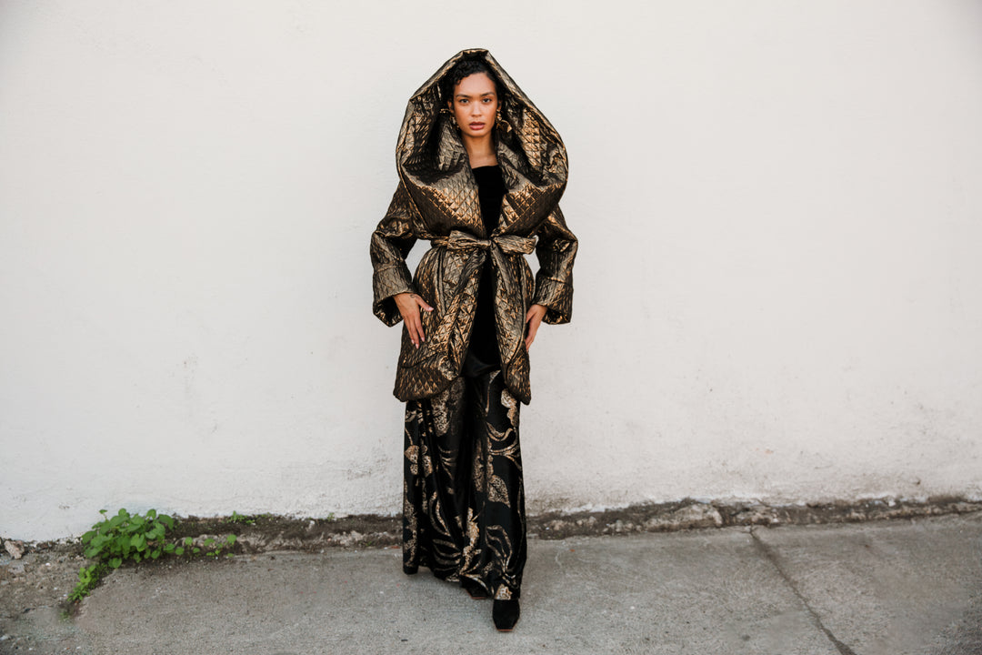 Cocoon Coat in "Gold Quilt"