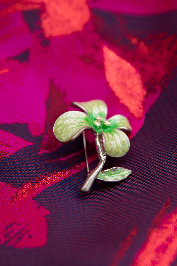 Green Flower Vintage Brooch
