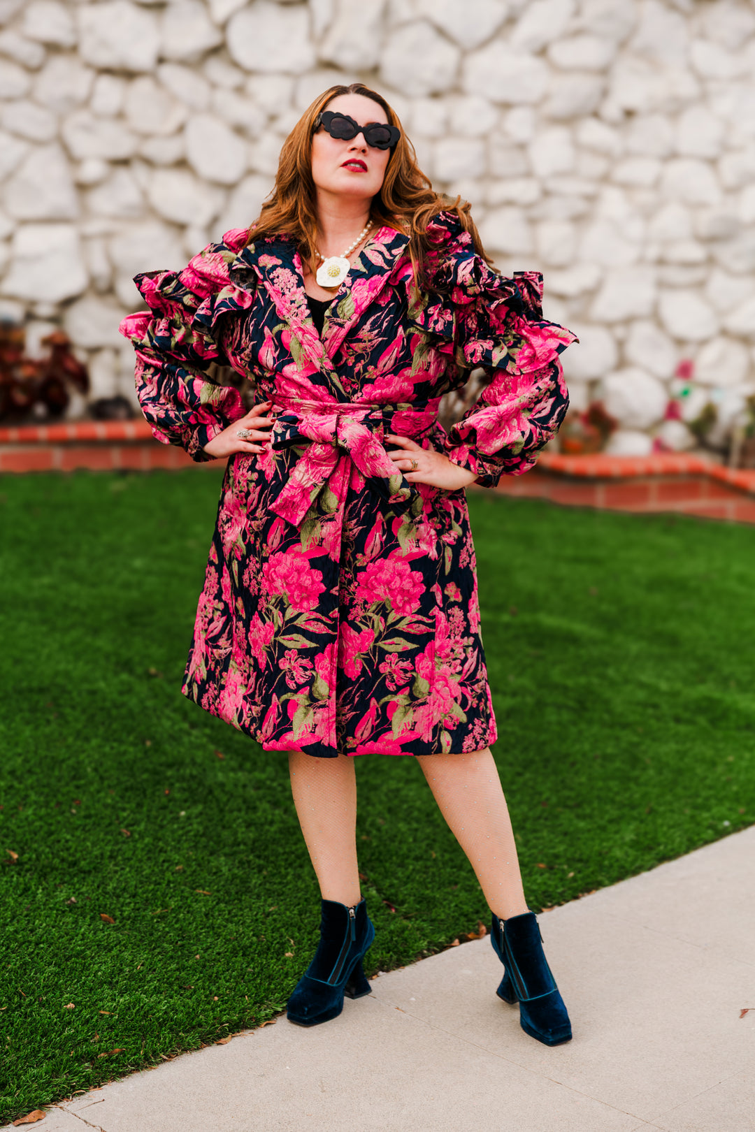 Ruffle Trench Coat in “Linda di Chaminoux”