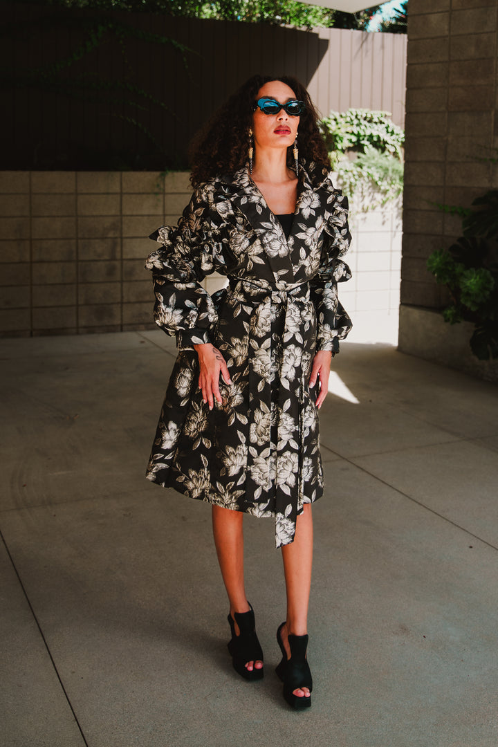 Ruffle Trench Coat in “Norma”