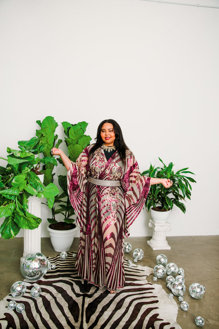 Runway Bohémienne Kimono Robe in “Aphrodite” (Garnet)