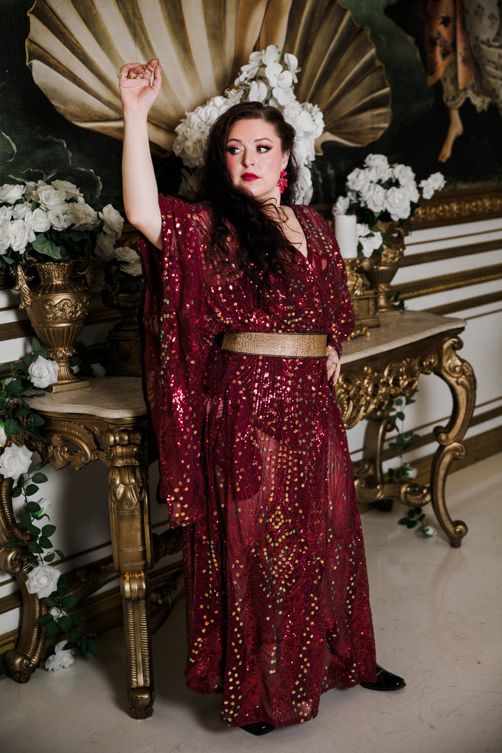 Runway Bohémienne Kimono Robe in “Stardust” (Cabernet)