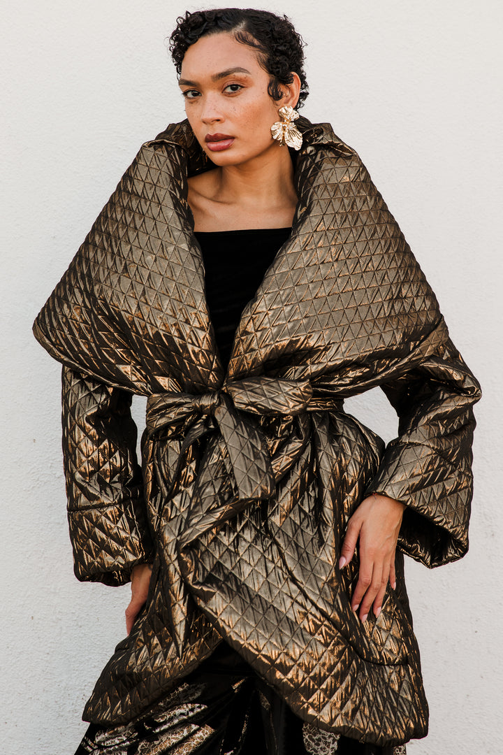 Cocoon Coat in "Gold Quilt"