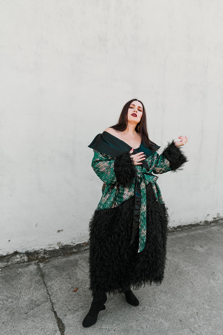 London Opera Coat in “Semiramide” (Teal)