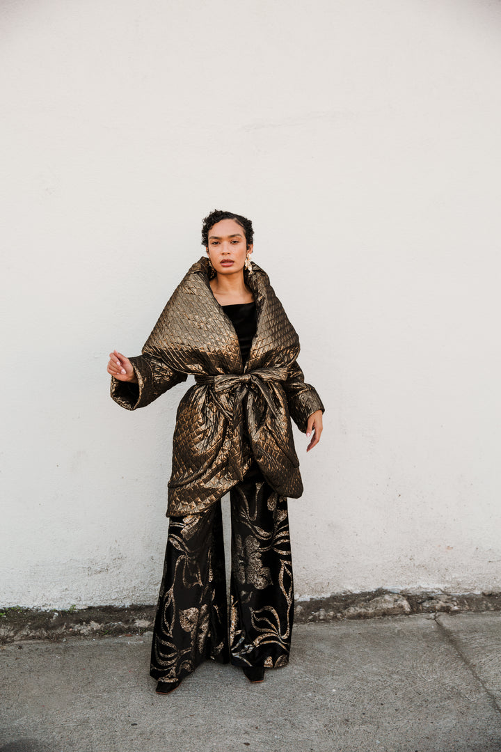 Cocoon Coat in "Gold Quilt"