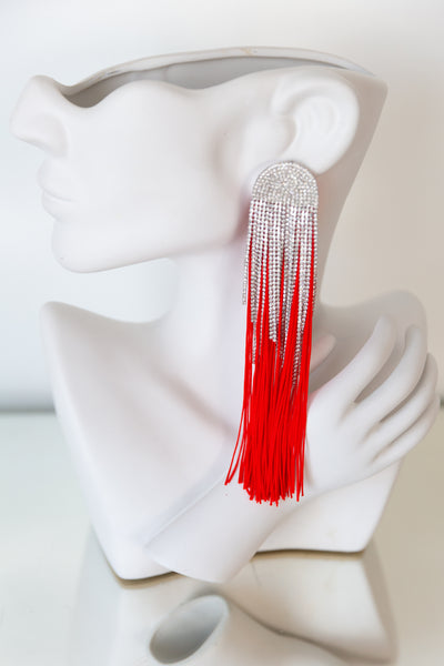 Fringe Party Earrings (Red)