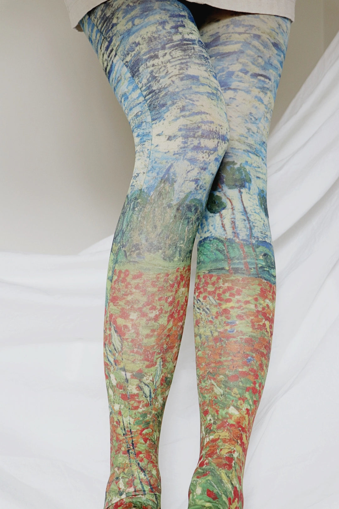 Poppy Field by Van Gogh Printed Tights