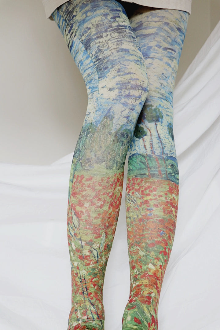 Poppy Field by Van Gogh Printed Tights