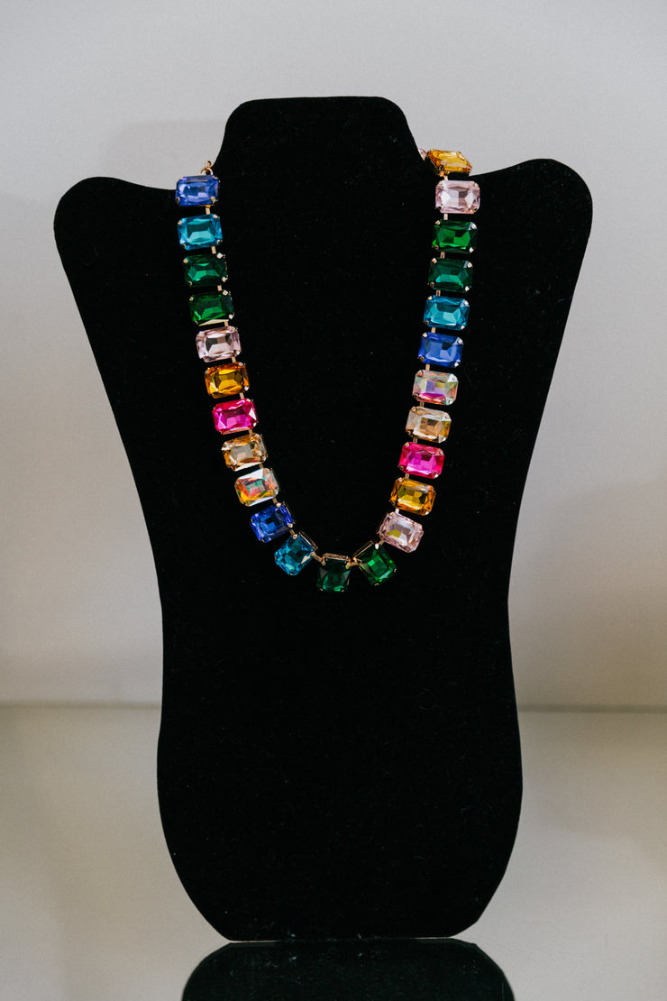 Chunky Rainbow Jewel Necklace