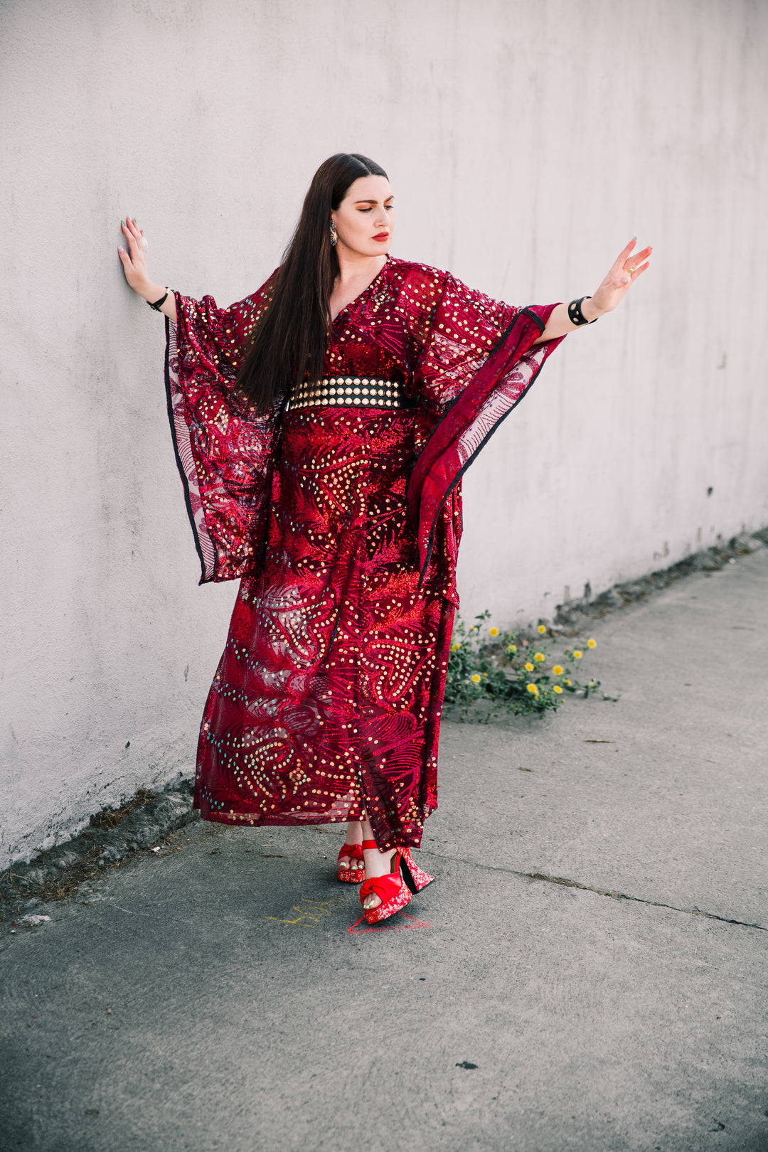Runway Bohémienne Kimono Robe in “Stardust” (Cabernet)