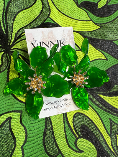 Magic Flower Earrings (Green)