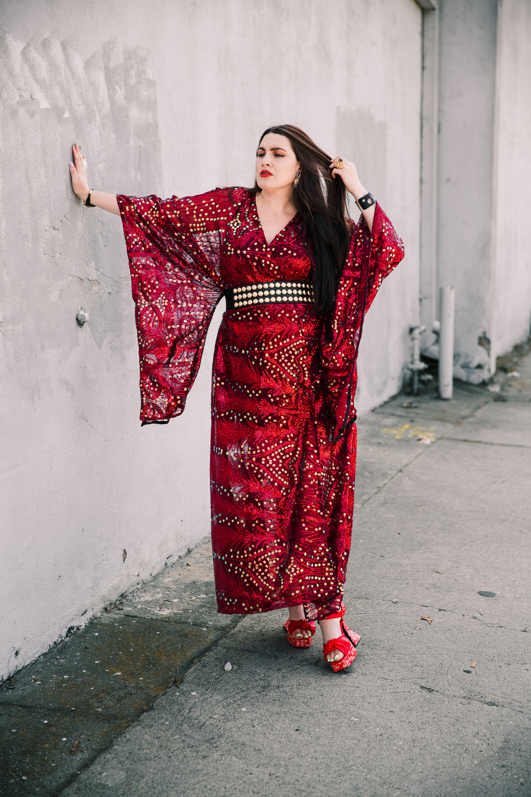 Runway Bohémienne Kimono Robe in “Stardust” (Cabernet)
