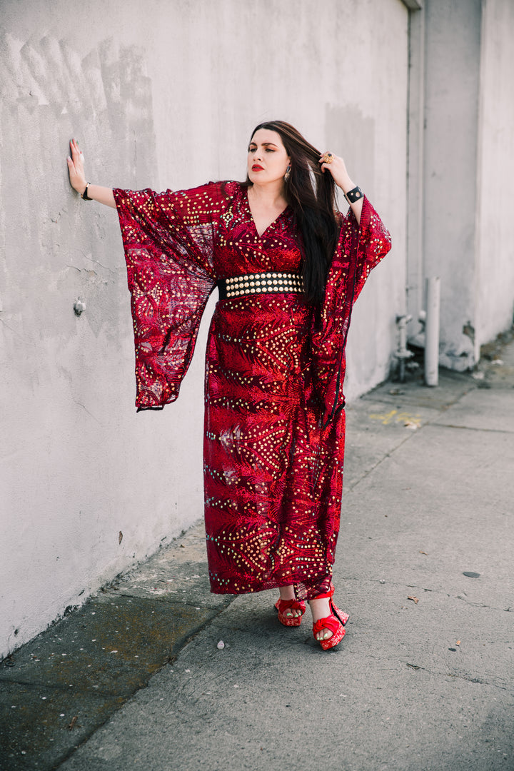 Runway Bohémienne Kimono Robe in “Stardust” (Cabernet)