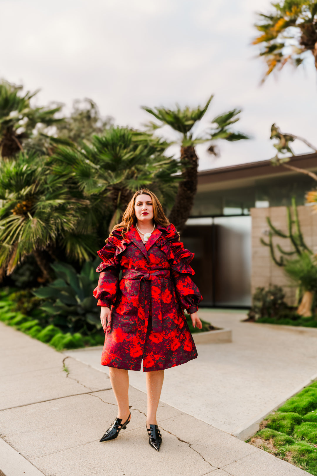 Ruffle Trench Coat in “Zelmira”