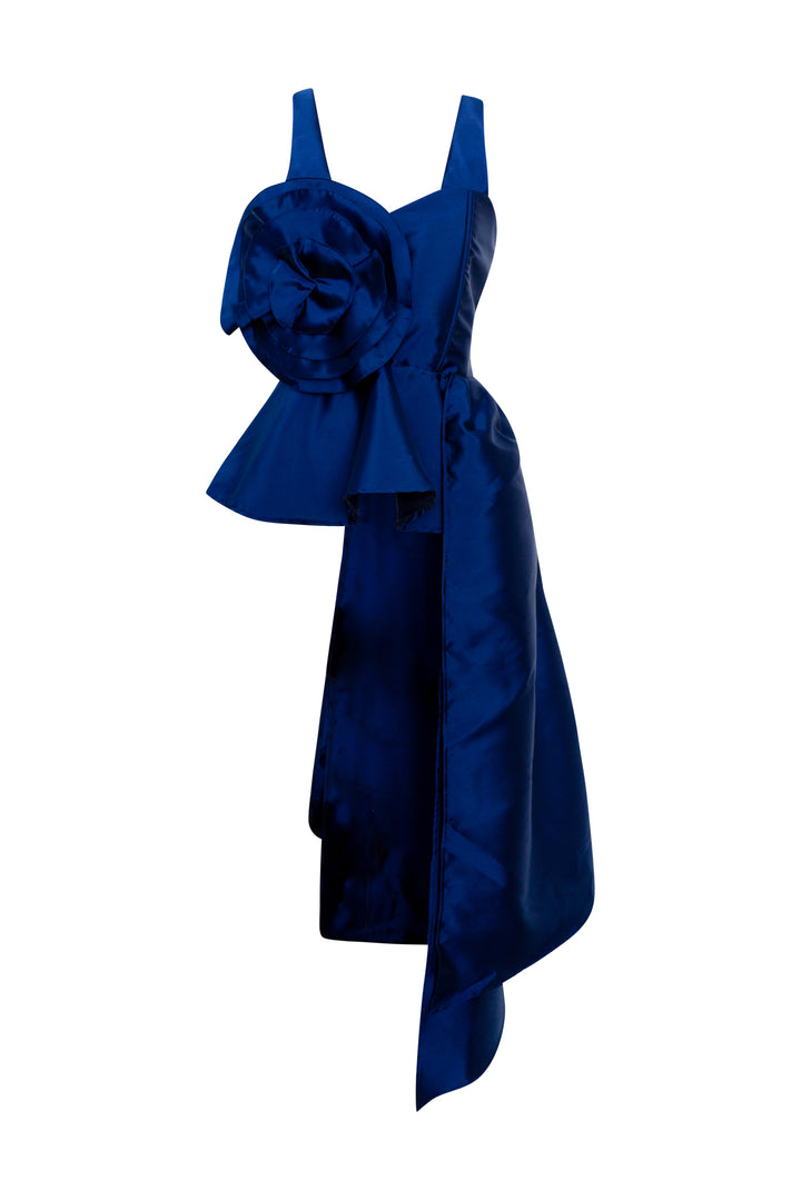 Fleur Peplum Top in "Navy Taffeta"