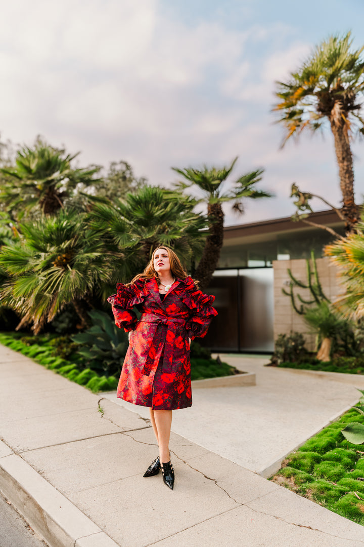 Ruffle Trench Coat in “Zelmira”