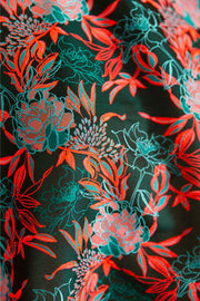 Reversible Opera Coat in "Daphne" (Coral and Turquoise)