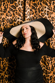 Gigantic Rattan Hat (Black & Cream)