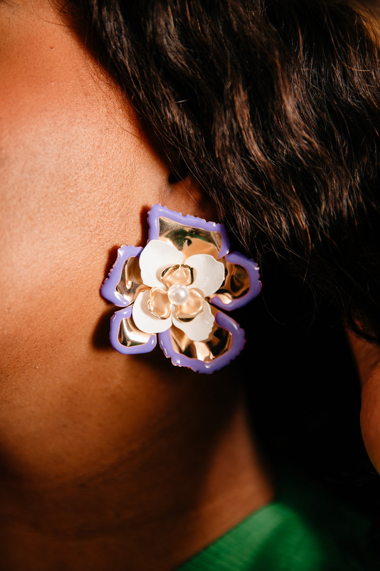 Loosen My Petals Lavender Earrings