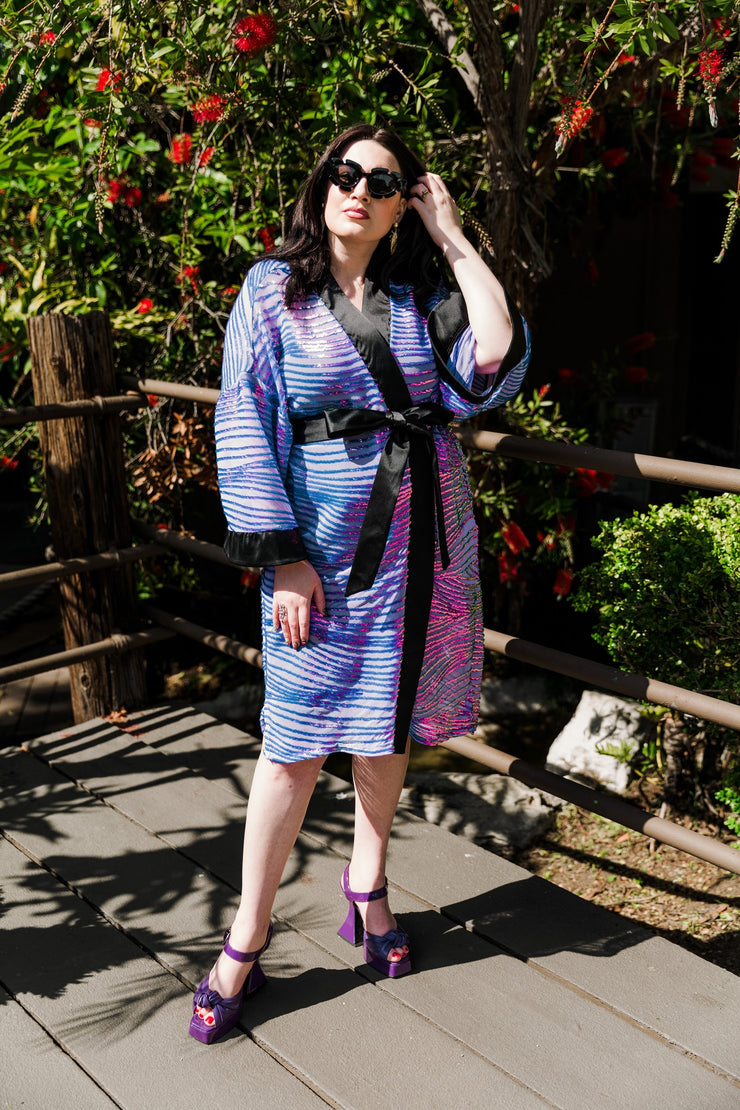 Ouvrir Couture Short Jacket "Purple Sequins"