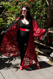 Ouvrir Couture Jacket "Red Embroidered Lace"