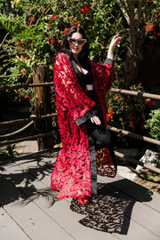 Ouvrir Couture Jacket "Red Embroidered Lace"