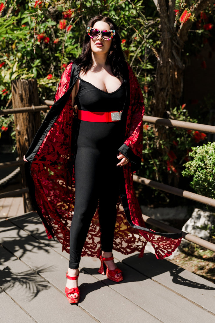 Ouvrir Couture Jacket "Red Embroidered Lace"