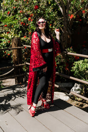Ouvrir Couture Jacket "Red Embroidered Lace"