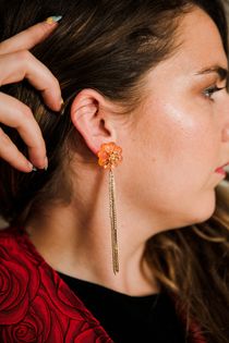 Flower Drops Earrings (Orange)