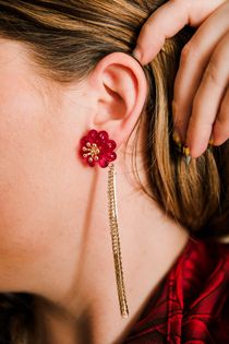 Flower Drops Earrings (Red)
