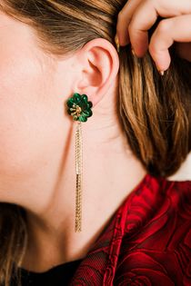 Flower Drops Earrings (Green)