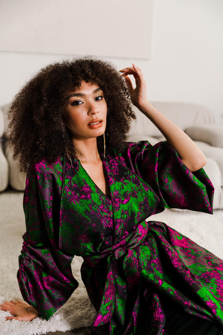 Parisian Coat in "Maometto" (Green and Pink)