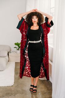 Ouvrir Couture Jacket "Red Embroidered Lace"