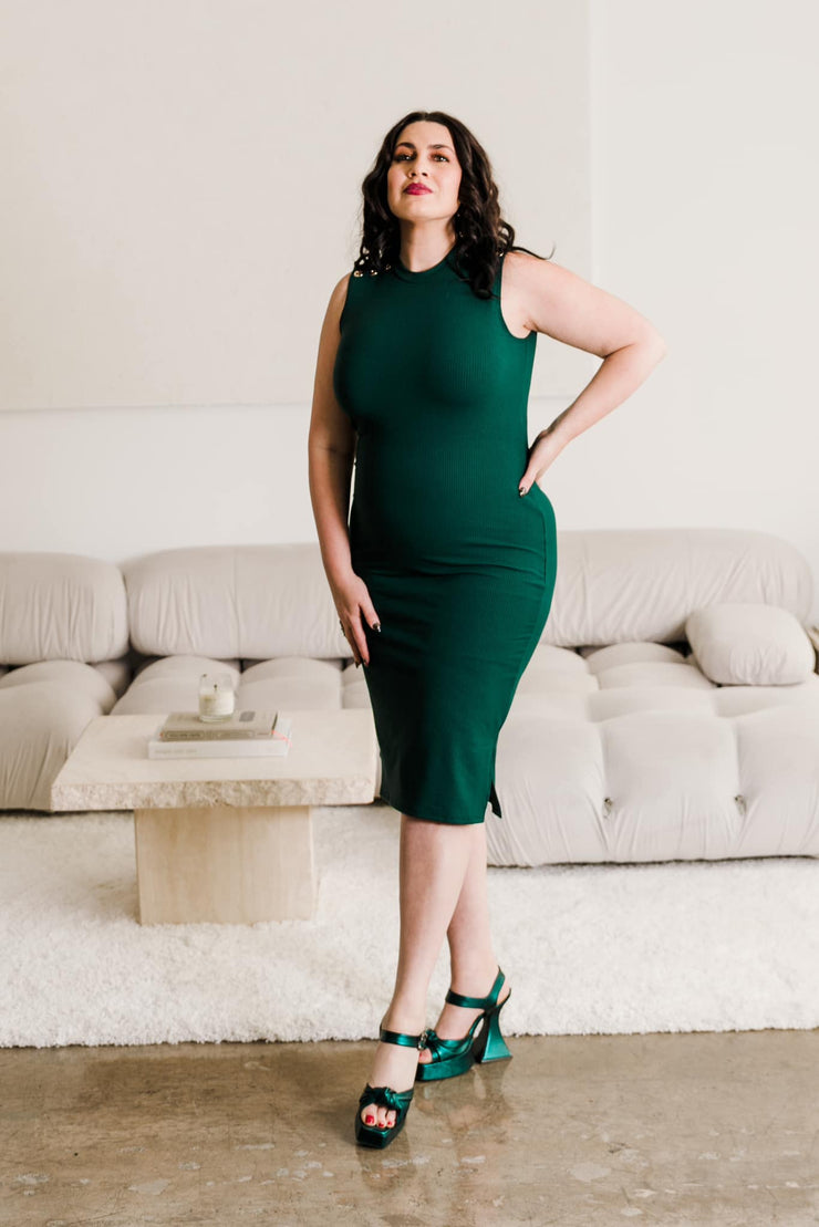 Grommet Knit Dress (Hunter Green)