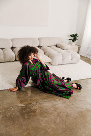 Parisian Coat in "Maometto" (Green and Pink)