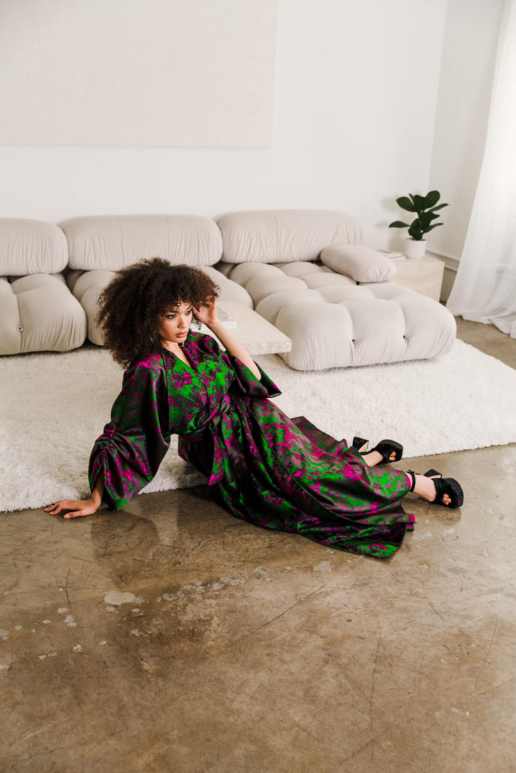 Parisian Coat in "Maometto" (Green and Pink)
