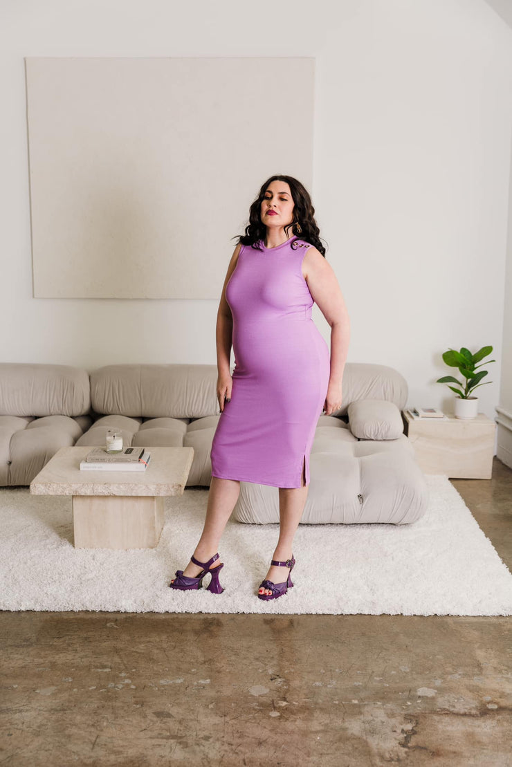 Grommet Knit Dress (Lavender)