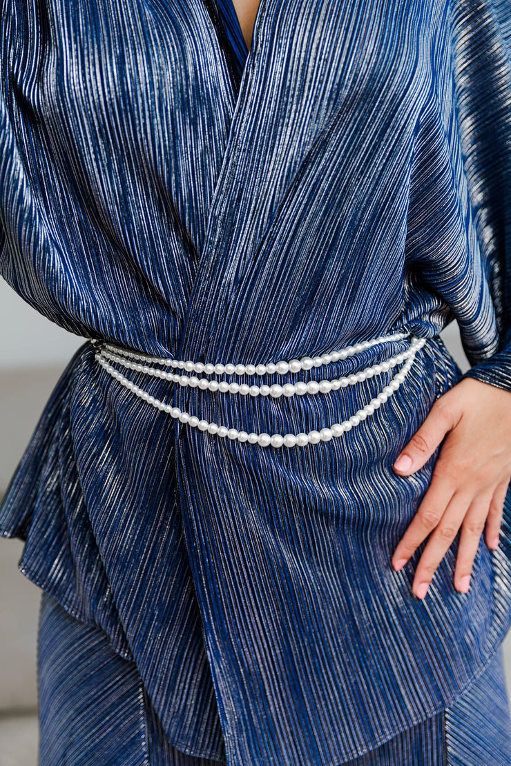 Silver Pearl Chain Belt
