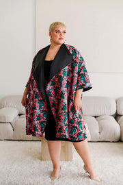 Reversible Opera Coat in "Daphne" (Coral and Turquoise)