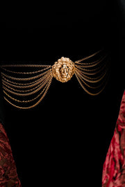 Lion Head Draped Chain Belt (Gold)