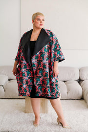 Reversible Opera Coat in "Daphne" (Coral and Turquoise)