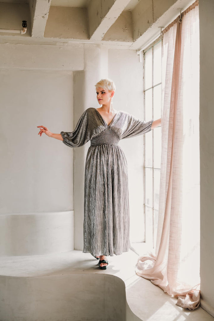 Colla Voce Dress in “Liquid Silver”